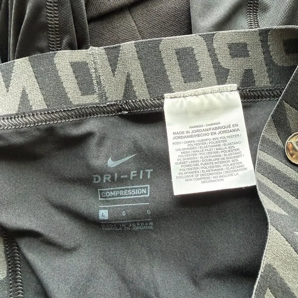 Nike Pro Youth Boys Size Large Compression 3/4 Tights Black Logo Dri-Fit Active